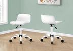 Office Chair, Adjustable Height, Swivel, Ergonomic, Computer Desk, Work, Juvenile, White Leather Look, White Metal, Contempor