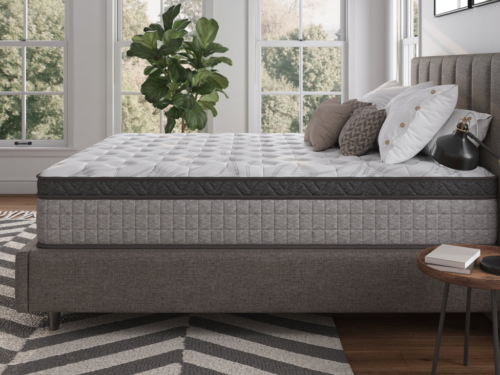 Assembled in USA - 12' Queen Diamond Innerspring Hybrid and Cooling Gel Memory Foam Mattress, Pressure Relief, and Motion Isolation, CertiPUR-US and Oeko TEX Certified - Grand Goldman Shop