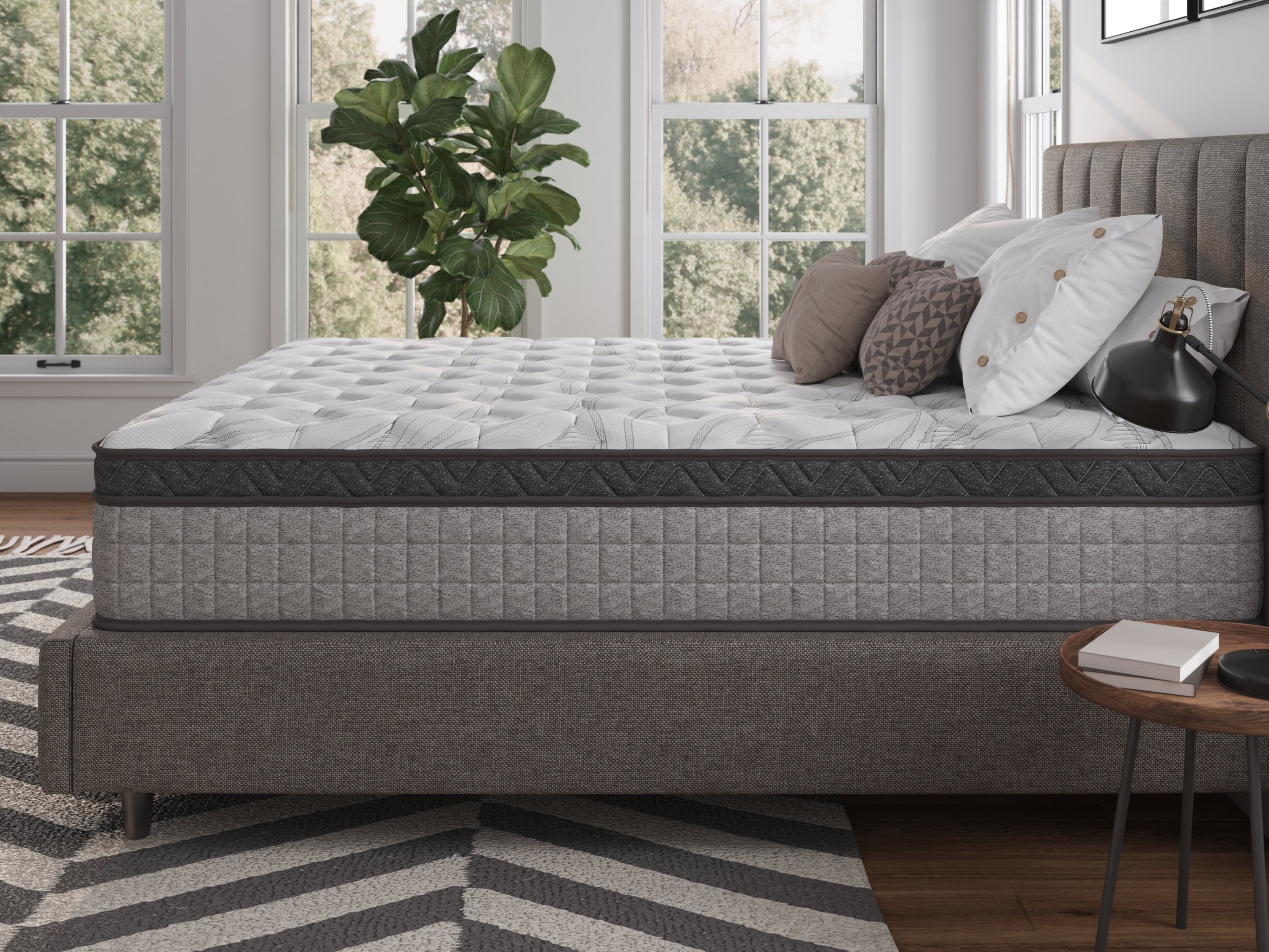 Assembled in USA - 10' Queen Diamond Innerspring Hybrid and Cooling Gel Memory Foam Mattress, Pressure Relief, and Motion Isolation, CertiPUR-US and Oeko TEX Certified - Grand Goldman Shop