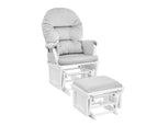 Madison Glider and Ottoman White Wood and Gray Fabric | Premium Home Decor - Grand Goldman