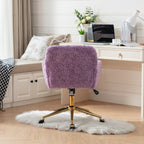 Stylish A&A Furniture Home Office Chair Violet Velvet with Golden Metal Base Adjustable Swivel - Available at Grand Goldman