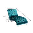 Velvet Chaise Lounge Indoor, Button-Tufted Upholstered Chaise Lounge Chair with Pillow, Teal Velvet, 63.38 inch - Grand Goldman Shop