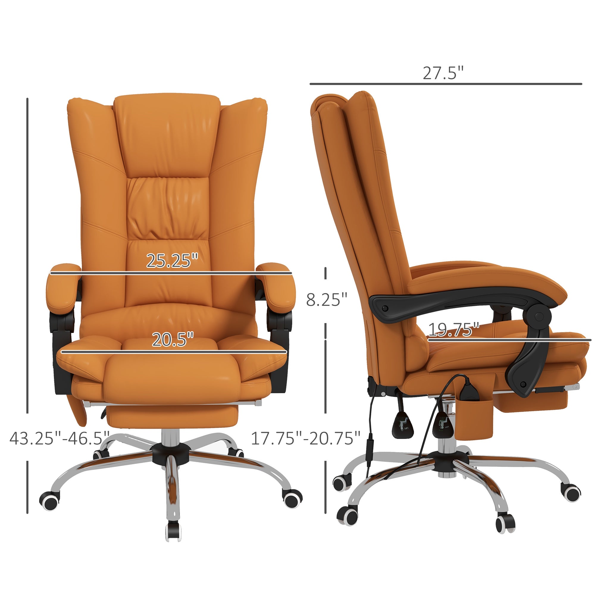 Vinsetto Executive Massage Office Chair with 4 Vibration and Heat, 3 Modes, PU Leather Swivel Chair with Adjustable Height, R