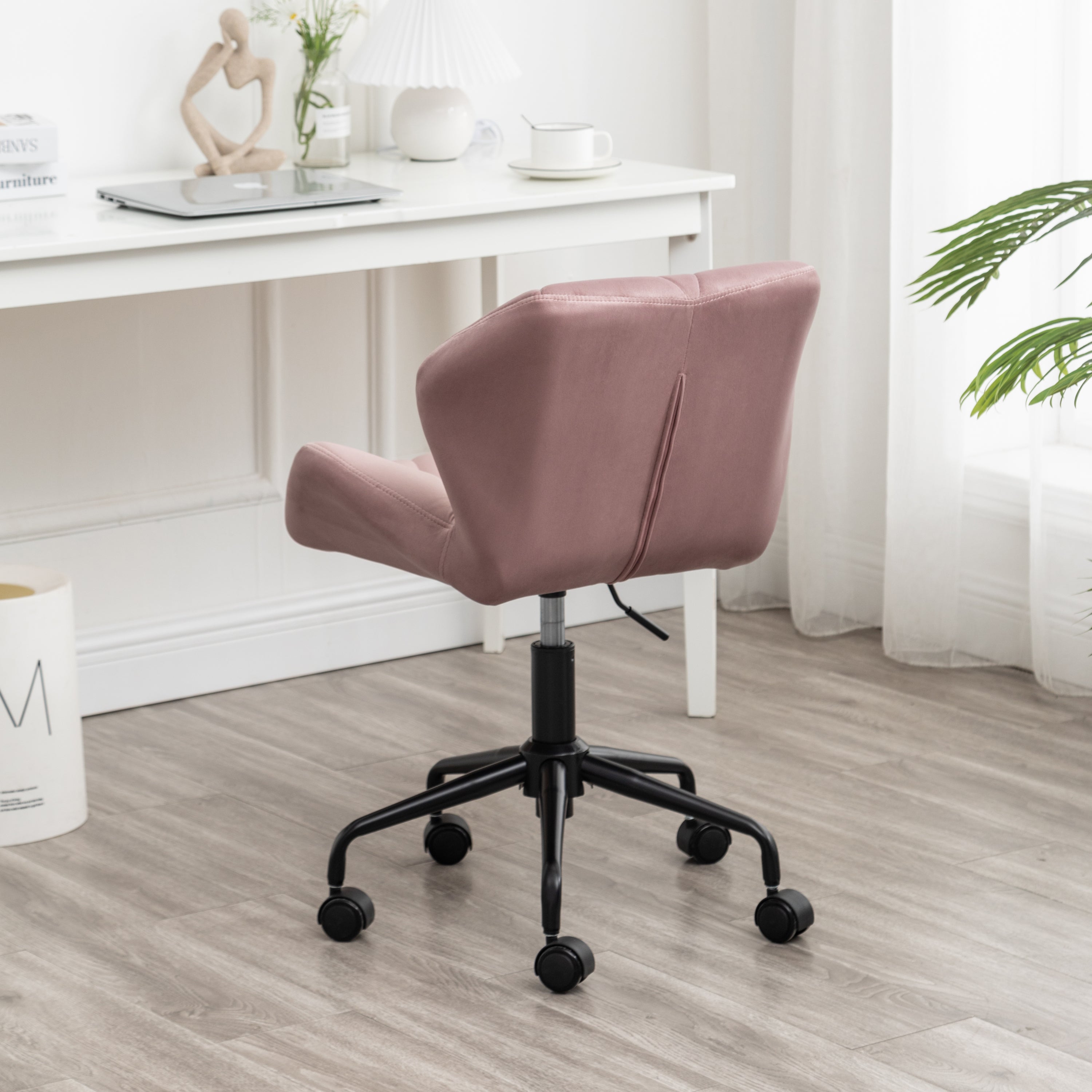 Eldon Diamond Tufted Adjustable Swivel Office Chair, Mauve - Grand Goldman