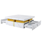 Modern White Square Storage Coffee Table with 4 Drawers - Grand Goldman Shop
