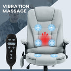HOMCOM 6 Point Vibrating Massage Office Chair with Heat, Linen High Back Executive Office Chair with Reclining Backrest, Padd