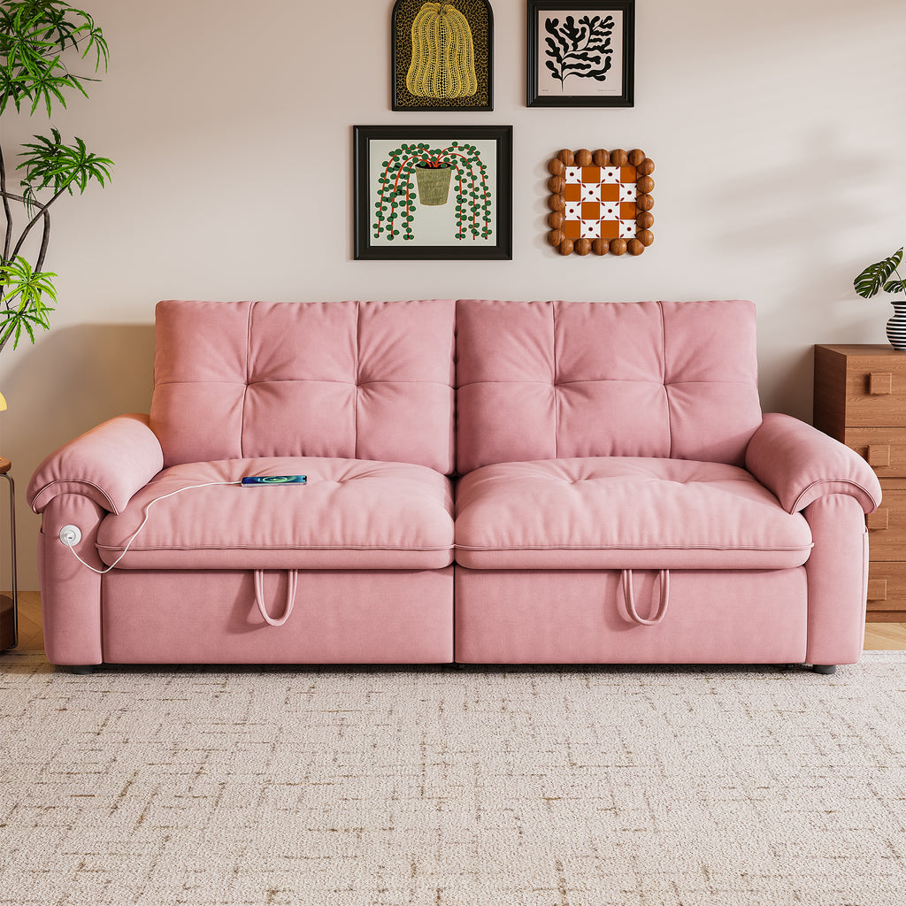 W3820S00026, a 77-inch convertible sofa bed, and a 2-in-1 piece suitable for both sitting and lying. Made of cloud-like fabric, it is applicable to living rooms, bedrooms and apart - Grand Goldman Shop