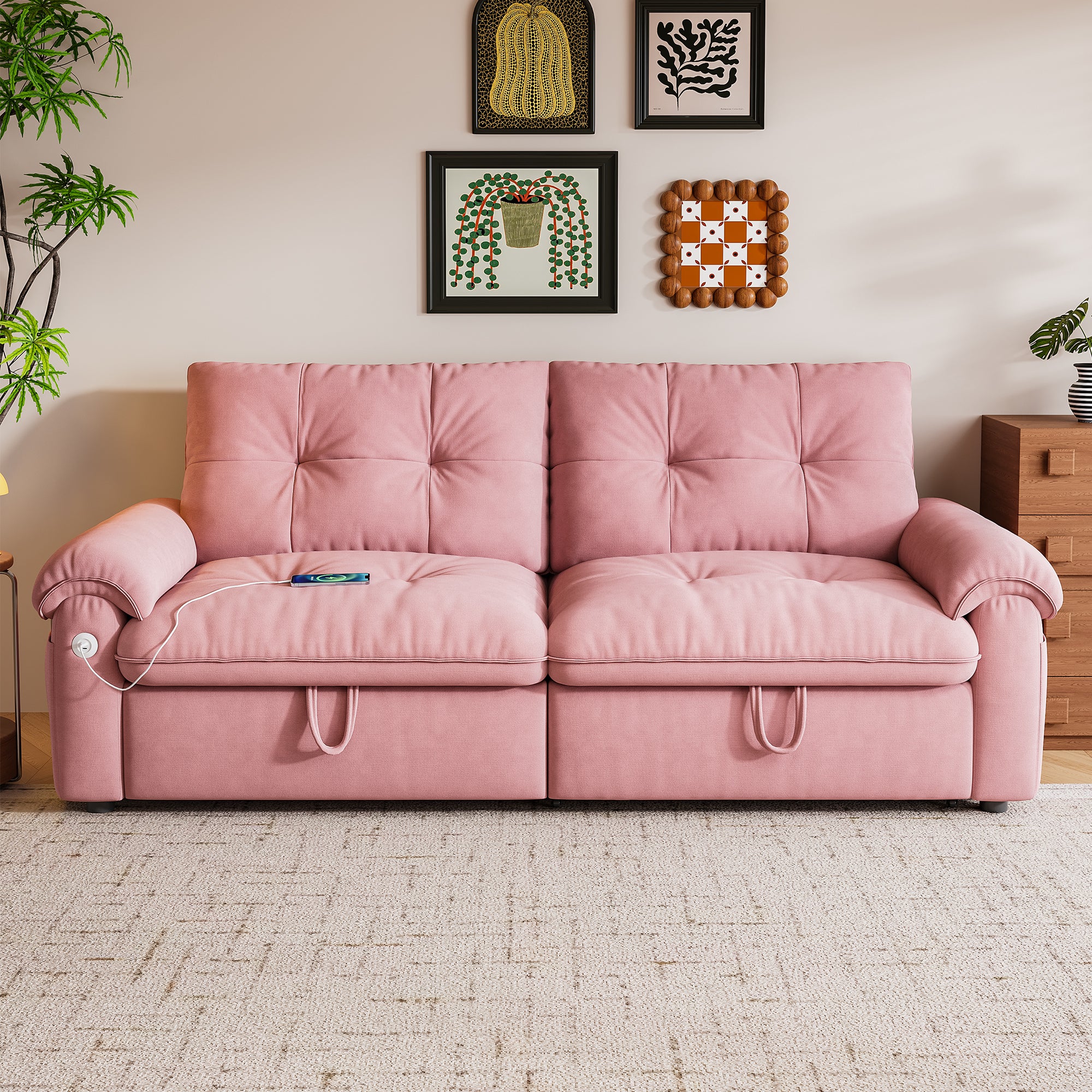 W3820S00026, a 77-inch convertible sofa bed, and a 2-in-1 piece suitable for both sitting and lying. Made of cloud-like fabric, it is applicable to living rooms, bedrooms and apart - Grand Goldman Shop