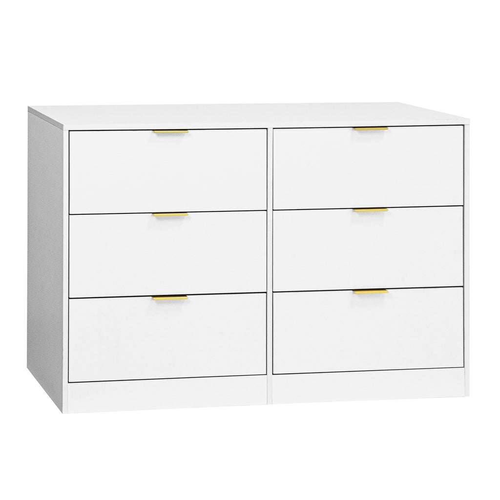 Simply Modern 6-Drawer Dresser, Chest of Drawers for Bedroom, Living Room, Hallway, and Entryway - Large Storage Cabinet White - Grand Goldman Shop