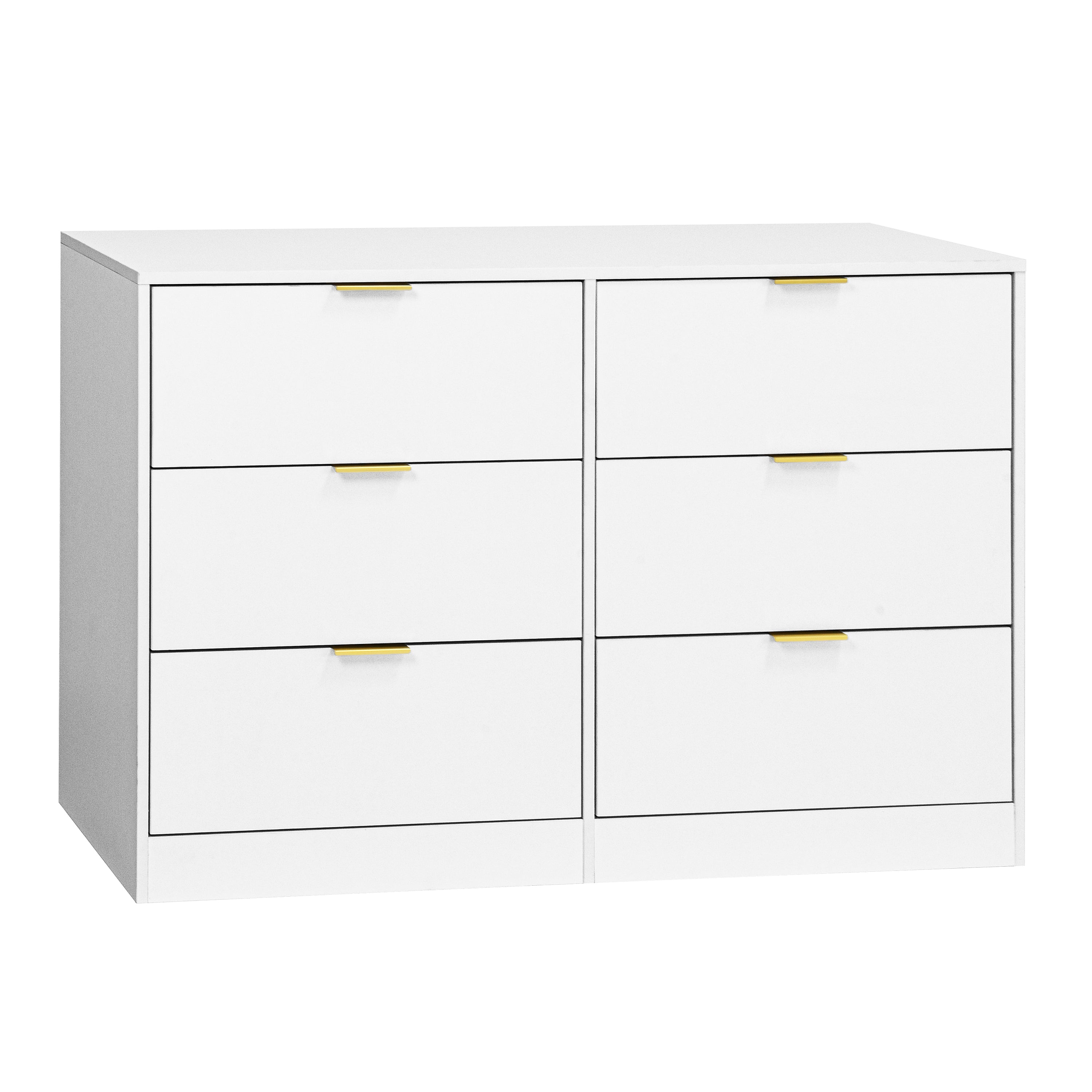 Simply Modern 6-Drawer Dresser, Chest of Drawers for Bedroom, Living Room, Hallway, and Entryway - Large Storage Cabinet White - Grand Goldman Shop