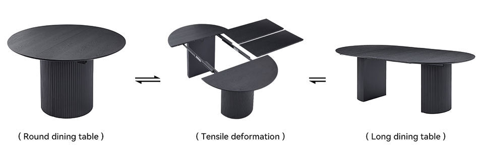 Expandable Dining Table,Solid Top Extending Table Modern Kitchen Table, Leisure Desk for Kitchen Dining Living Room Apartment.BLACK - Grand Goldman Shop