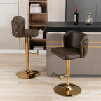 A&A Furniture,Swivel Barstools Adjusatble Seat Height, Modern PU Upholstered Bar Stools with  the whole Back Tufted, for Home Pub and Kitchen Island（Brown, Set of 2） - Grand Goldman Shop
