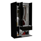 Primavera Armoire, Double Door Cabinets, One Drawer, Metal Rod, Five Shelves -Black / White - Grand Goldman Shop