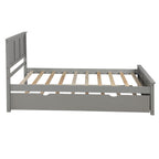 Gray Platform Bed with Twin Trundle and Frame, Solid Wood and MDF Construction, Twin Size - Grand Goldman Shop