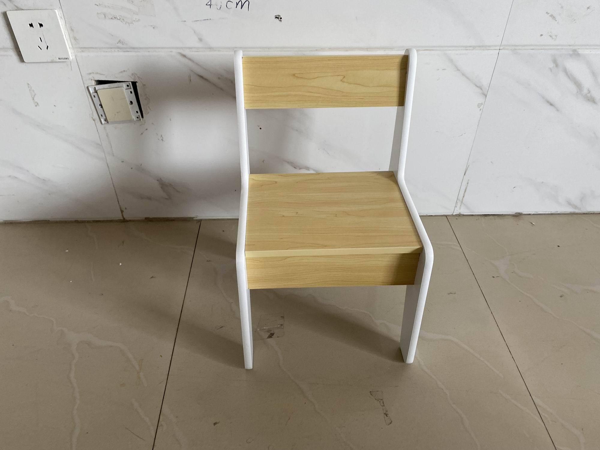 Kids Table Set with One Chair, Wooden Children Study Table, 2-8  Age Kids Funiture , White+Natural - Grand Goldman