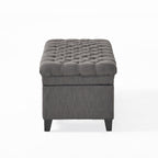 JULIANA Stylish Storage Ottoman with Extra Seating in Gray Fabric, 50x20.5x18.3 inches - Grand Goldman Shop