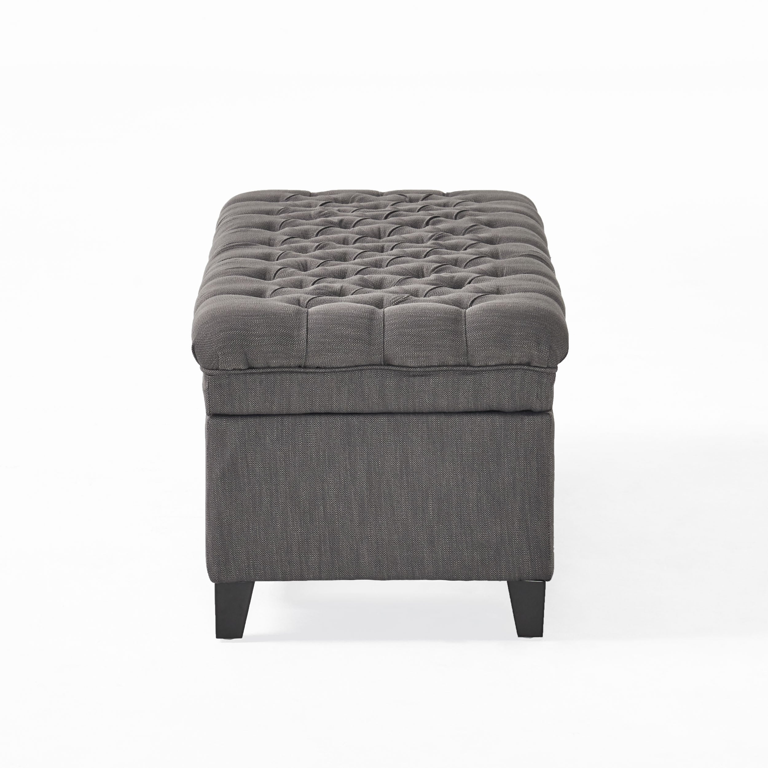 JULIANA Stylish Storage Ottoman with Extra Seating in Gray Fabric, 50x20.5x18.3 inches - Grand Goldman Shop