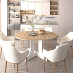 Dining Table for Farmhouse Kitchen 59x43 Inch Expandable Oval Table Top with Removable Leaf Trestle X Shaped Base White - Grand Goldman Shop