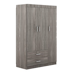 3-Door Wardrobe with 2 Drawers, Wood Grain Effect in Gray(OLD SKU:LP006001) - Grand Goldman Shop