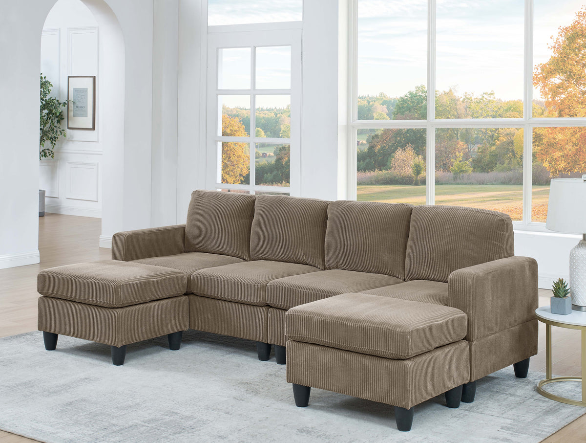 Savannah Modular Corduroy Sectional Sofa with Ottoman - Grand Goldman Shop