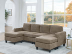 Savannah Modular Corduroy Sectional Sofa with Ottoman - Grand Goldman Shop