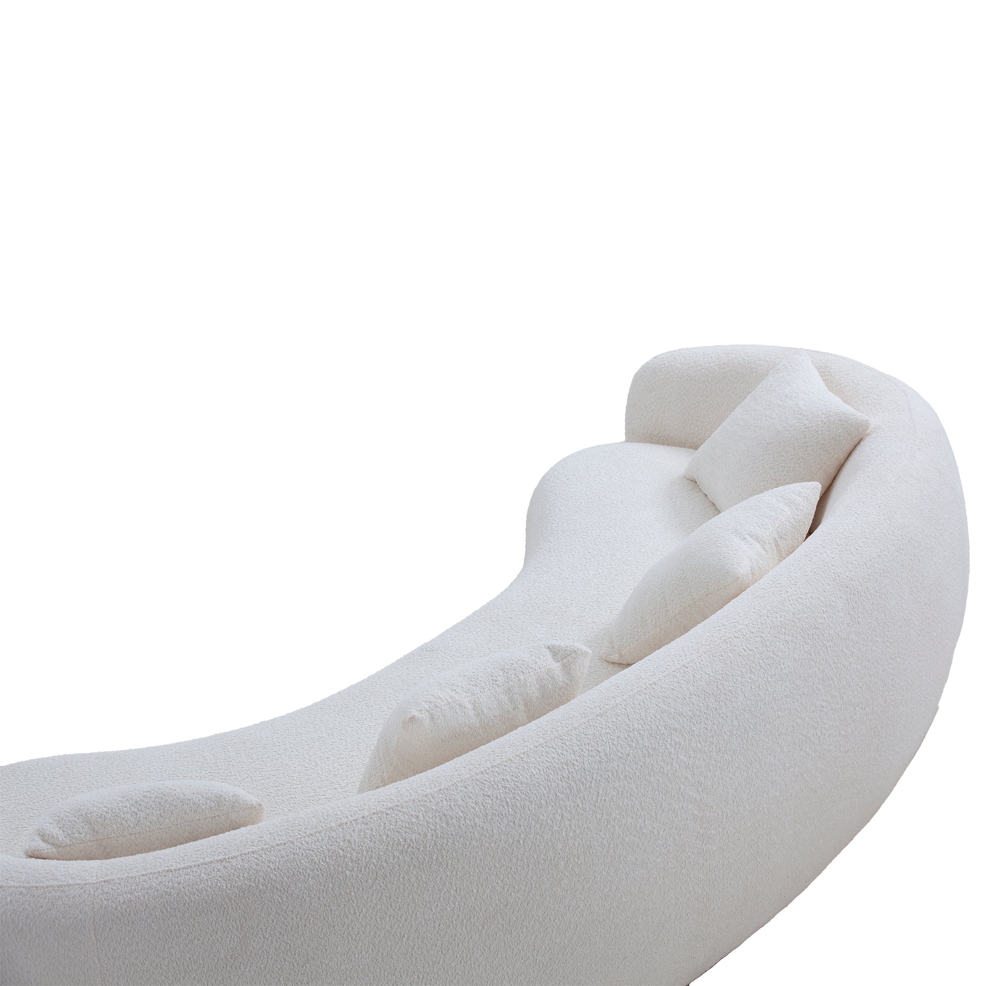 102'' 5-Seater Boucle Sofa Modern Sectional Half Moon Leisure Couch Curved Sofa  WHITE - Grand Goldman Shop