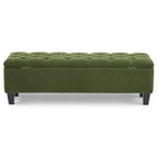 Ottoman Bench with Storage, Green Boucle Surface, Rubber Wood Legs, 300 lbs Capacity - Grand Goldman Shop
