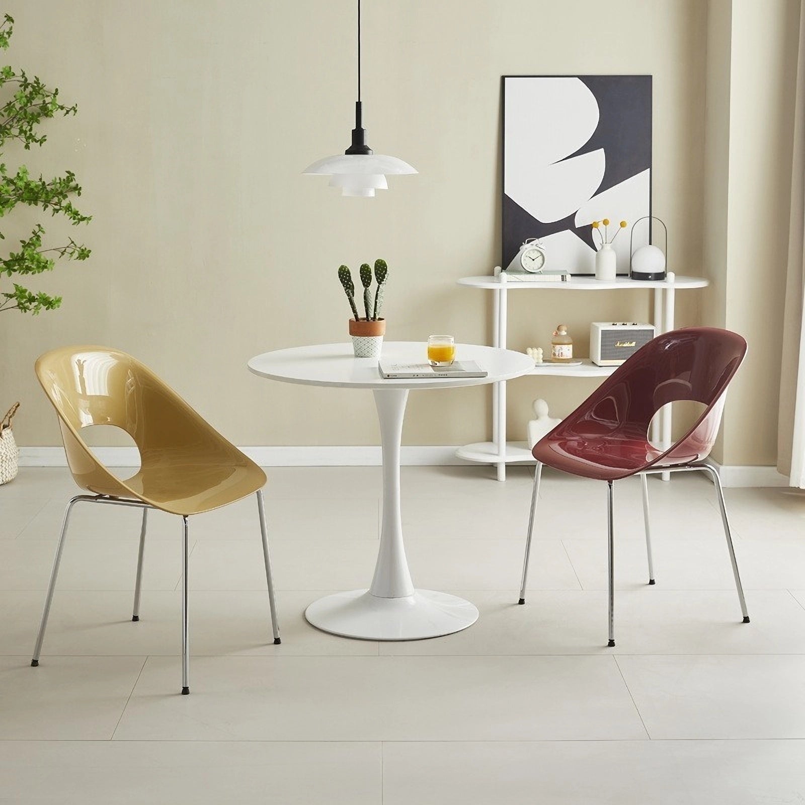 Modern Round Dining Table, ∅31.5'' Kitchen Dining Room Furniture, Coffee Table, Leisure Table, Living Room Table, Oval Dining Table, WHTIE - Grand Goldman Shop