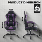 Gaming Chair, Ergonomic Computer Chair with Footrest and Massage Lumbar Support, Height Adjustable Swivel Video Game Chair fo