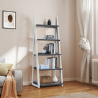 5-Tier Shelves,Bookshelf, Storage Rack, Bookcase with Rubber Wood Frame, Ladder Shelf for Living Room, Home Office, Kitchen, 