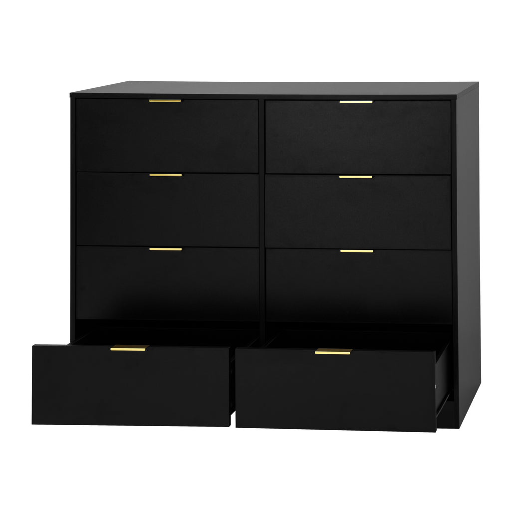 8 Drawers Dresser for Bedroom, Wood Bedroom Dresser Modern Drawer Chest, 8 Chest of Drawer, Tall Dresser for Closet, Dressers Organizer for Living Room, Closet, Hallway Black - Grand Goldman Shop