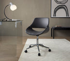 Contemporary Office Chair in Chrome Metal and Grey Faux Leather | Premium Home Decor - Grand Goldman