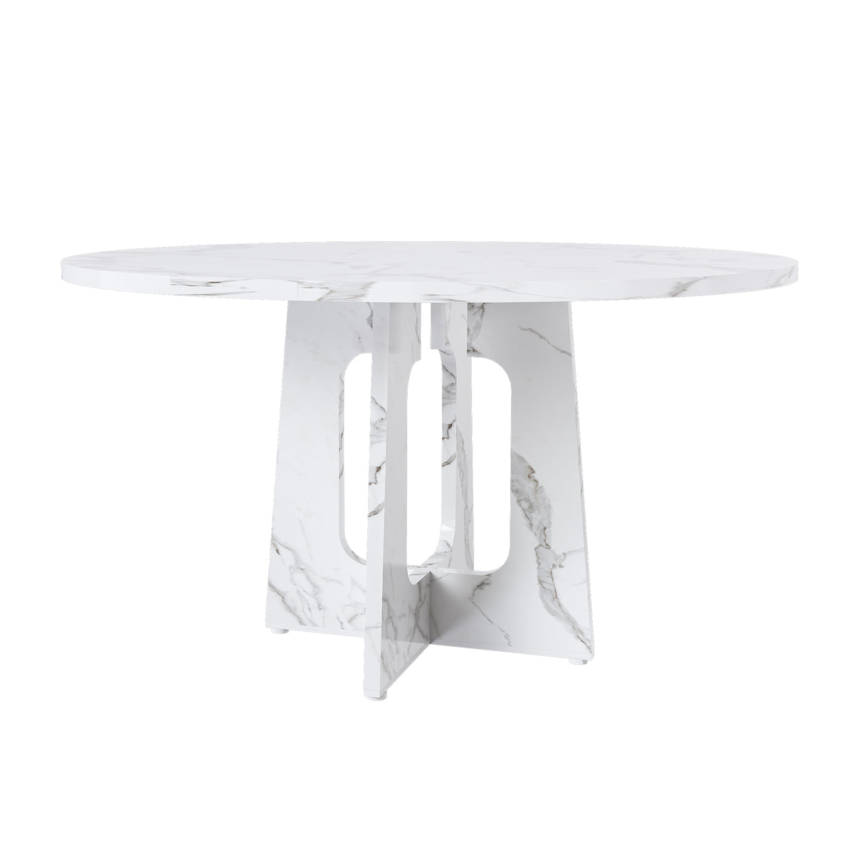 Modern Farmhouse 47.24' Round Dining Table for 4 with Marble White Finish MDF and Iron - Grand Goldman Shop