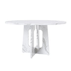 Modern Farmhouse 47.24' Round Dining Table for 4 with Marble White Finish MDF and Iron - Grand Goldman Shop