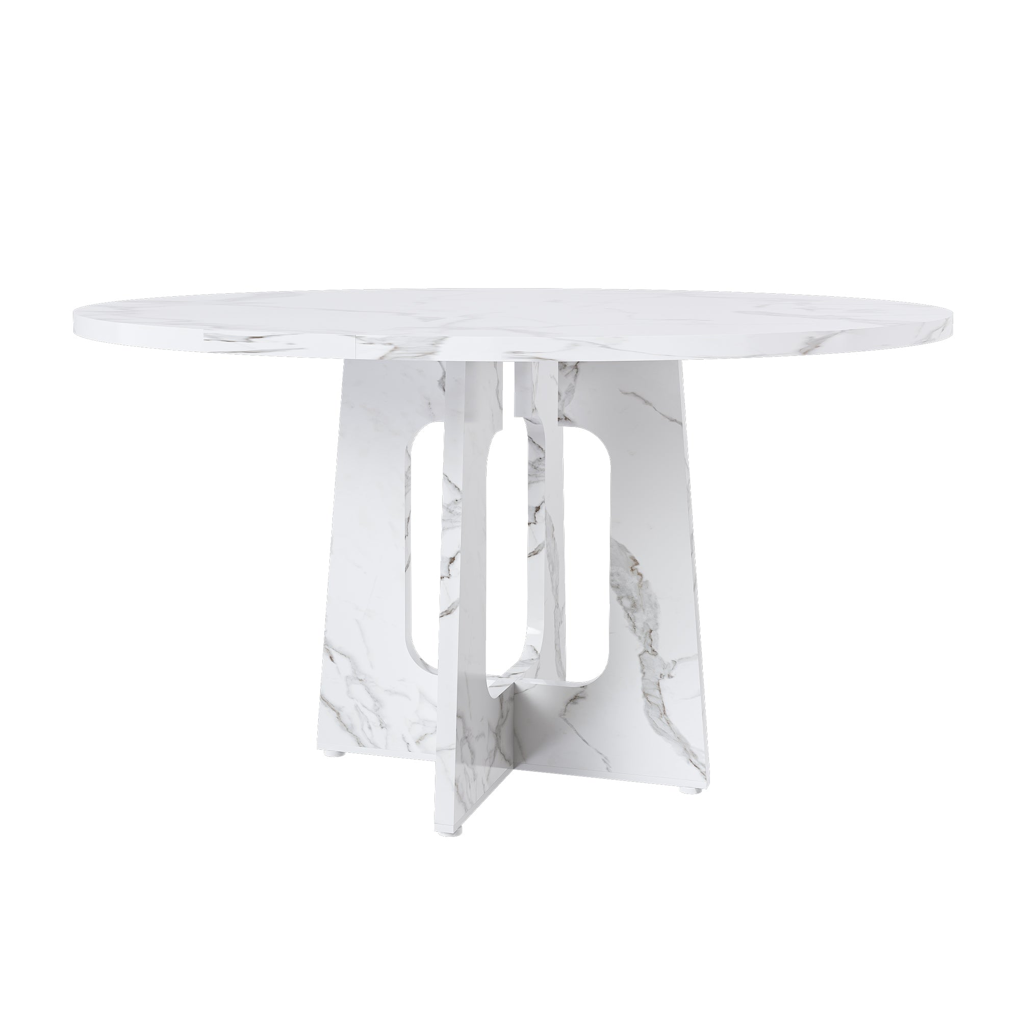 Modern Farmhouse 47.24' Round Dining Table for 4 with Marble White Finish MDF and Iron - Grand Goldman Shop
