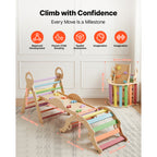 Pikler Triangle Set, 9-in-1 Toddler Climbing Toys Indoor, with Xylophone, Cushion, Triangle, Arch, and Ramp, 150 lbs Load, Fo