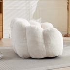 Lotus Style Compression Sofa Adult Bean Bag with Pull Ring, White Plush, 43.7 x 39.76 x 26.77 inches, No Installation Required - Grand Goldman Shop