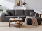 104' Cloud Sectional Sofa with L-Shape Chaise and Side Pockets , Modern Modular Design, Deep Seating, Upholstered Couch for Living Room/Bedroom, No Assembly Required (Plush Fabric), Grey,Right - Grand Goldman Shop