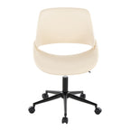 Contemporary Office Chair in Black Metal and Cream Faux Leather | Premium Home Decor - Grand Goldman