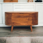 Solid Wood Chestnut Rounded Lid-Up Blanket Box, Storage Box - Grand Goldman Shop