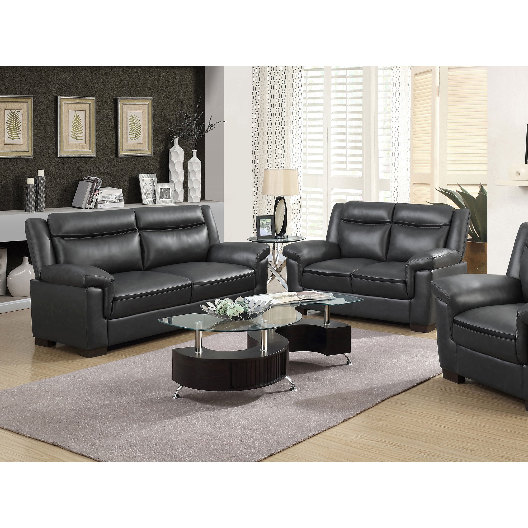 Borden Grey 2-Piece Faux Leather Living Room Set with Smooth Upholstery, Grey Color, Medium Size - Grand Goldman Shop