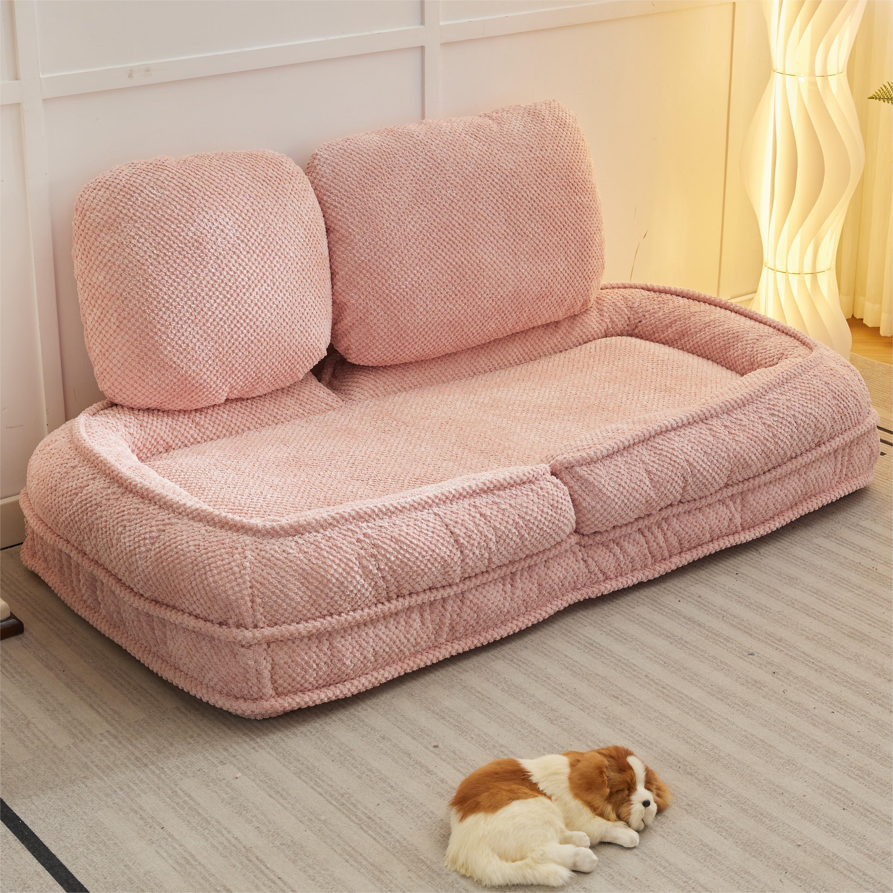 [VIDEO provided] Human Dog Bed ,Lazy Sofa Couch ,5 Adjustable Position,sit,sleep,fold,suit to put in bedroom, living room ,Space Saving Design,Pink - Grand Goldman Shop