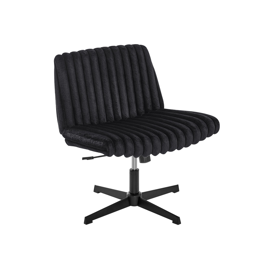 Blynn Adjustable Swivel Criss Cross Chair, Wide Seat Office Chair Vanity Chair, Black | Premium Home Decor - Grand Goldman