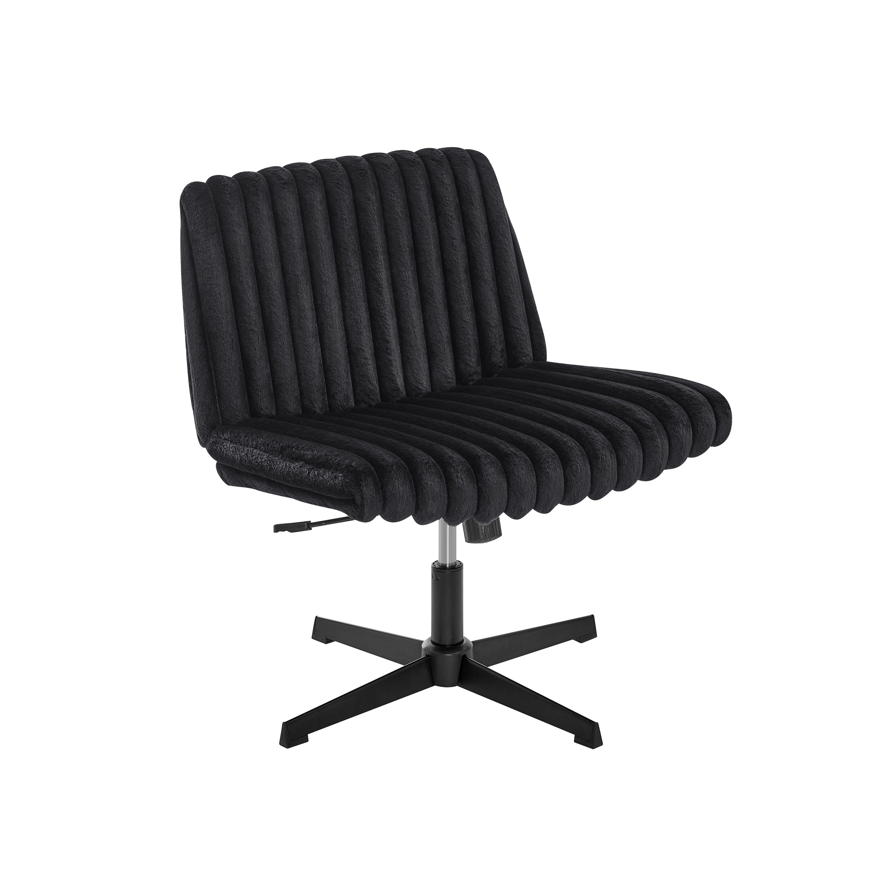 Blynn Adjustable Swivel Criss Cross Chair, Wide Seat Office Chair Vanity Chair, Black | Premium Home Decor - Grand Goldman