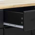 K&K 59.3' Kitchen Island with Storage 2 Pull Out Cabinet Organizers & Rubber Wood Drop Leaf, Rolling Kitchen Island with Trash Can Storage, Power Outlet, Spice & Towel Rack for Kitchen, Dining, Black - Grand Goldman Shop
