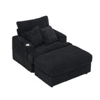 39-inch Spring upholstered armchair and Ottoman set - comfortable single sofa with cup holder and corduroy fabric, perfect for living room or bedroom - Grand Goldman Shop
