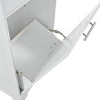 K&K Fluted Kitchen Island with Trash Can Storage Cabinet, Power Outlet, Internal Storage Rack, Rolling Kitchen Islands on 5 Wheels with 3 Drawer, 3 Open Side Racks for 10 Gallon Garbage Bin, White - Grand Goldman Shop
