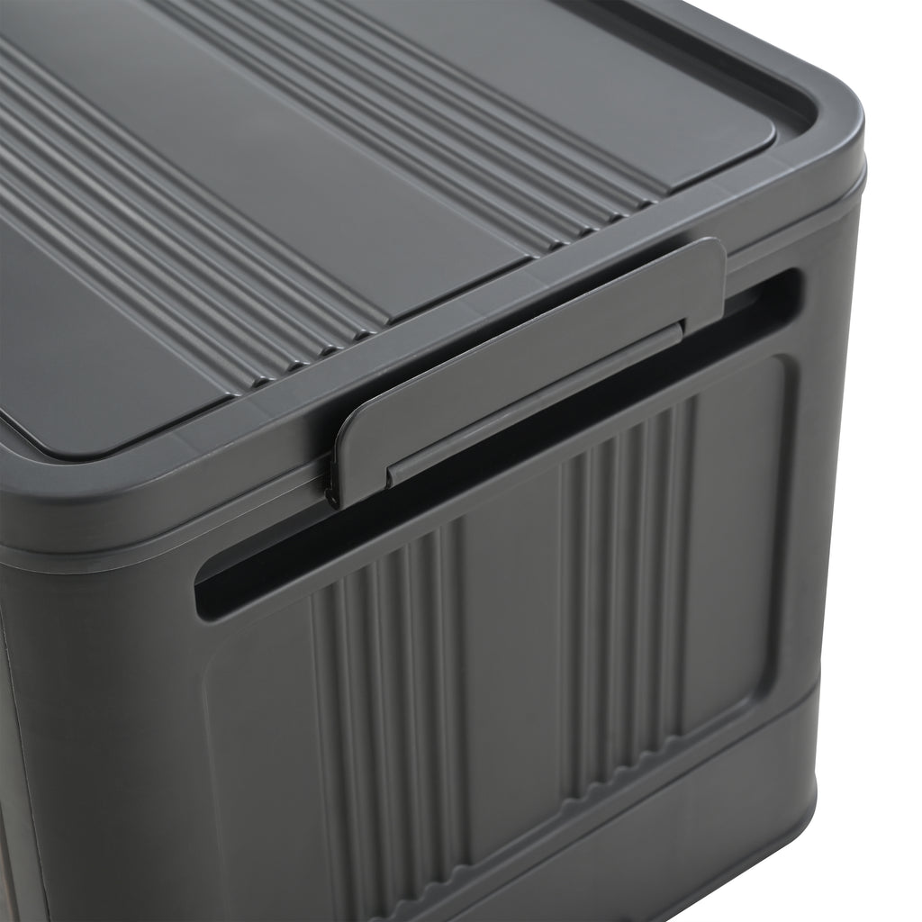 Black,20' Side Wide Folding Storage Cabinet ,5 Tiers,19.69'×11.81'×50.00',Collapsible Storage Bins with Magnetic Door, Plastic Storage Cabinet with Wheels - Grand Goldman Shop