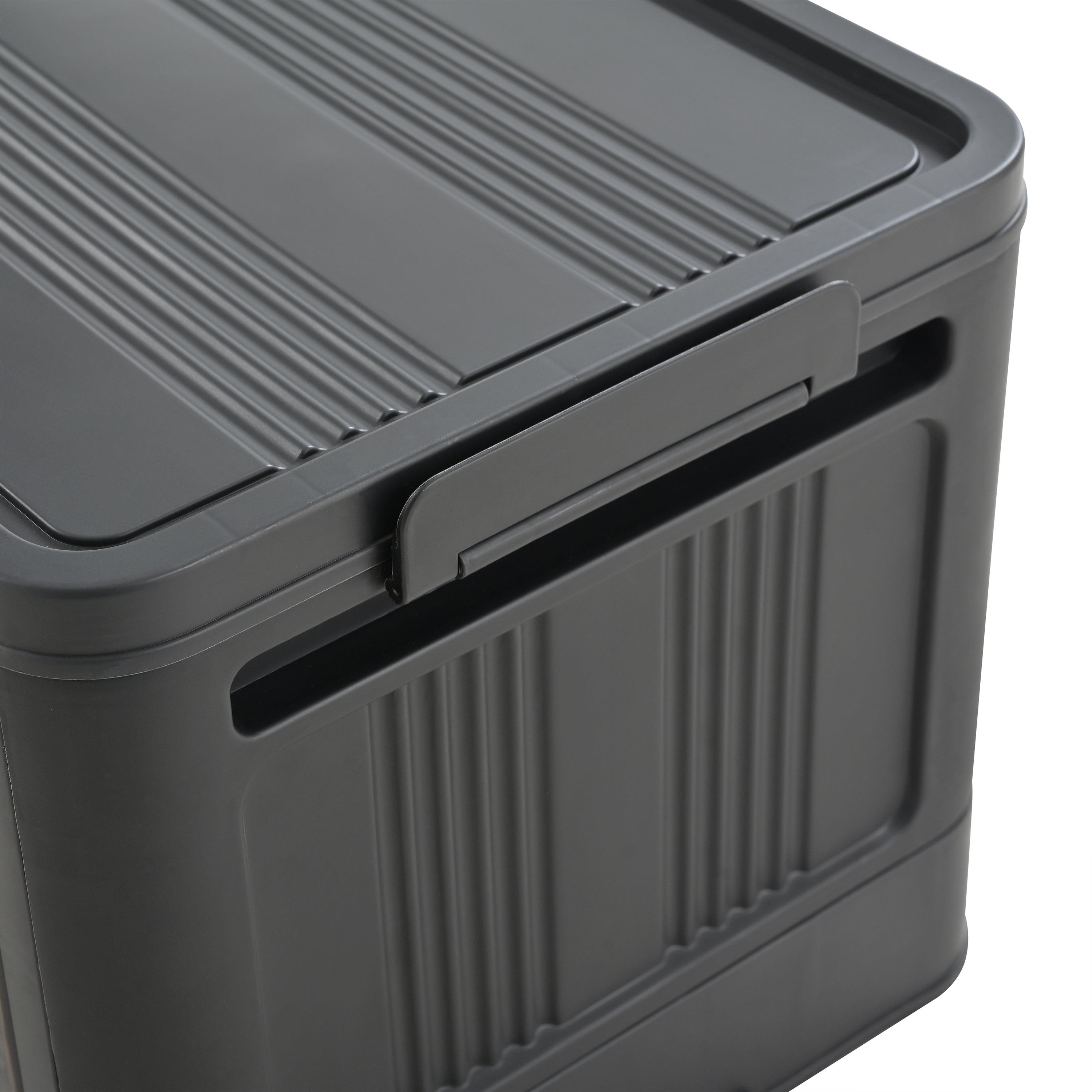 Black,20' Side Wide Folding Storage Cabinet ,5 Tiers,19.69'×11.81'×50.00',Collapsible Storage Bins with Magnetic Door, Plastic Storage Cabinet with Wheels - Grand Goldman Shop