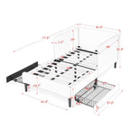 Black Velvet Twin Upholstered Platform Bed Frame with 2 Storage Drawers and Adjustable Sofa Bed - Grand Goldman Shop